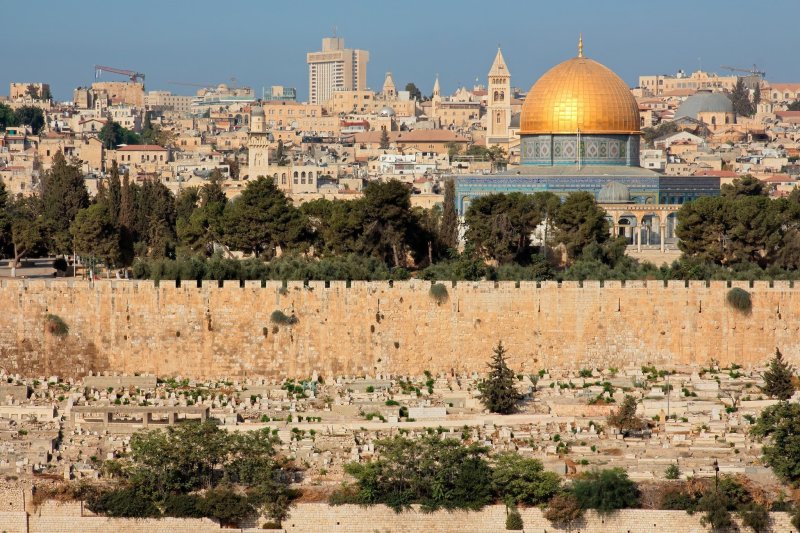 Old City Jerusalem Aerial View Dome Of The Rock