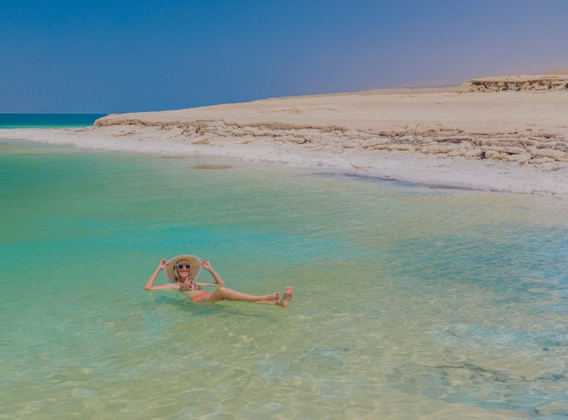 Woman Floating In Dead Sea Israel