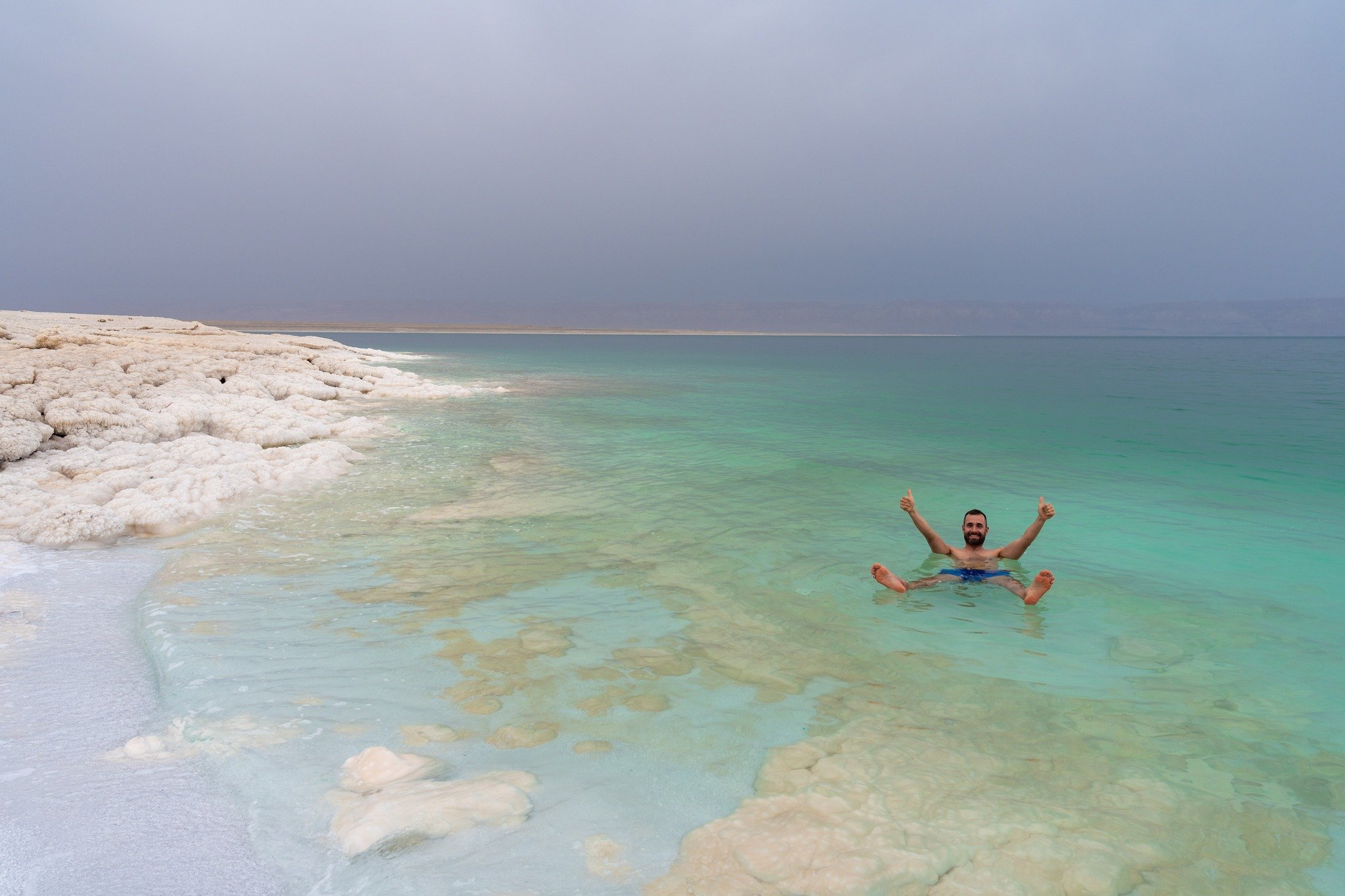 Tourist Floating Dead Sea Jordan