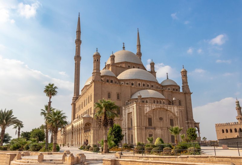 The Great Mosque Of Muhammad Ali Pasha Or Alabaster Mosque Situated On The Summit Of The Citadel. Ottoman Mosque Cairo.