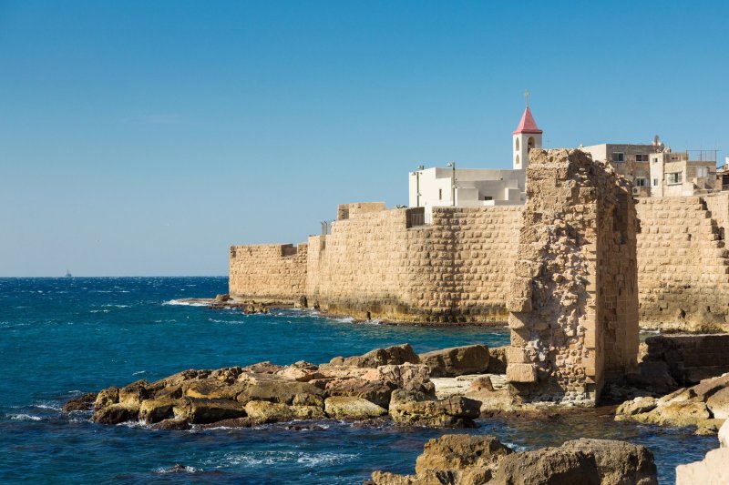 Seaview Of The City And It's Wall Of Akko (acre), Israel