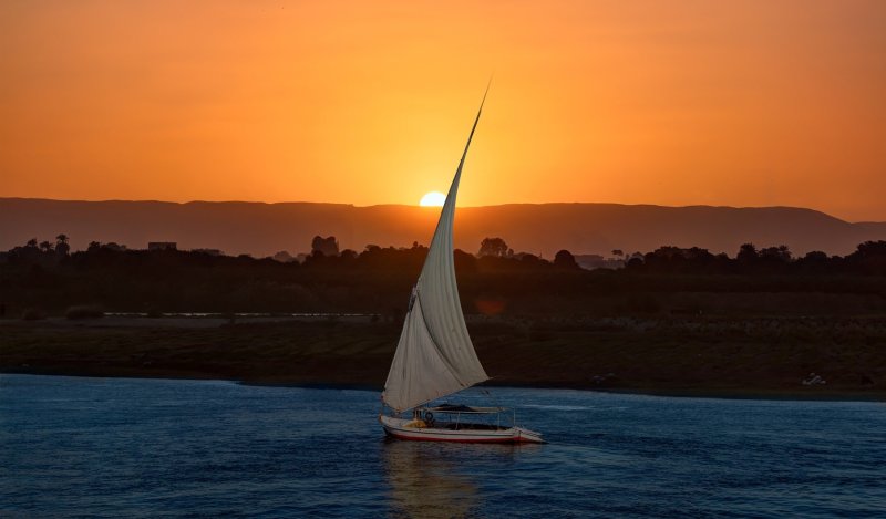 Felucca Boat In Luxor At Sunset