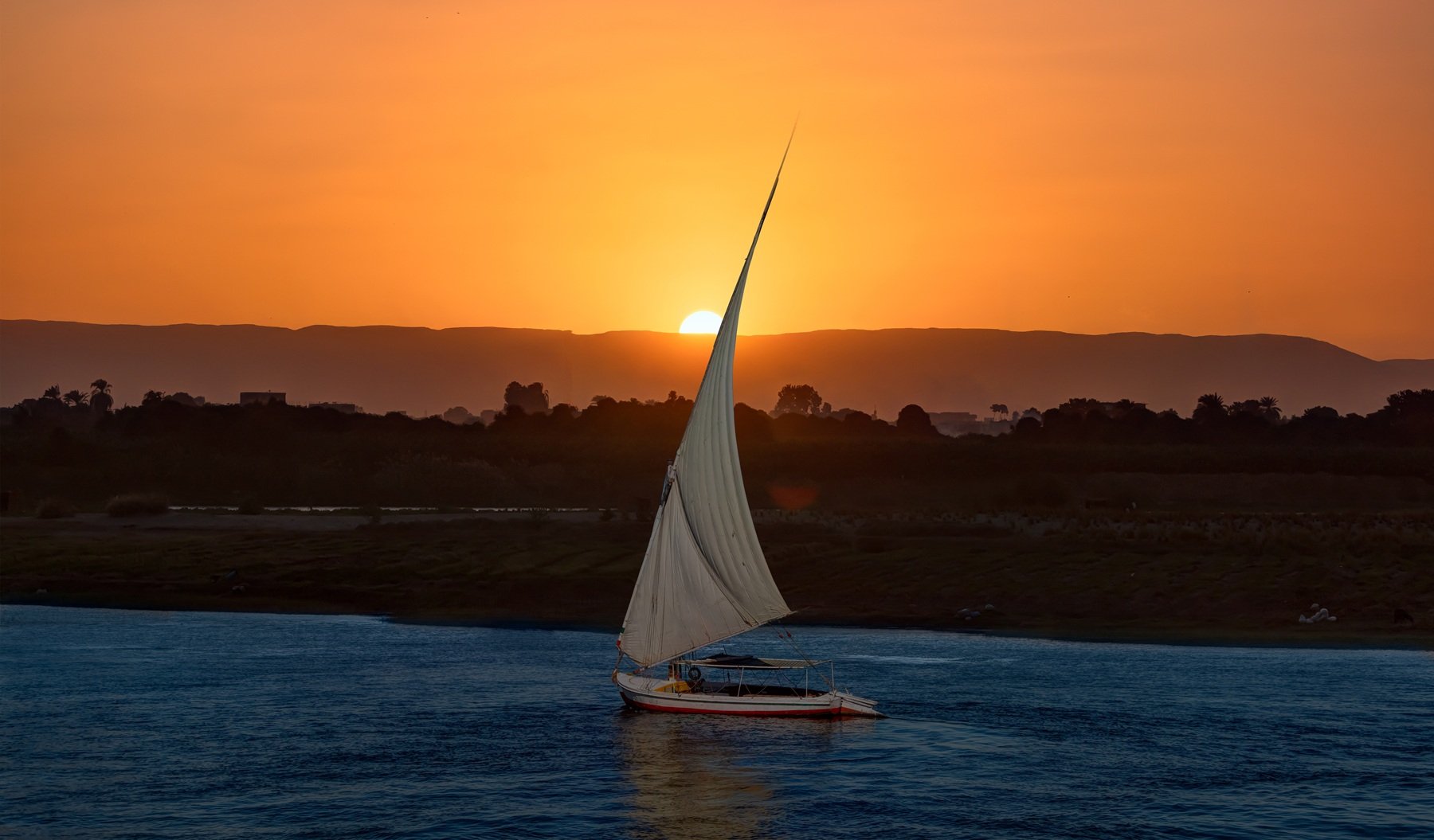 Felucca Boat In Luxor At Sunset