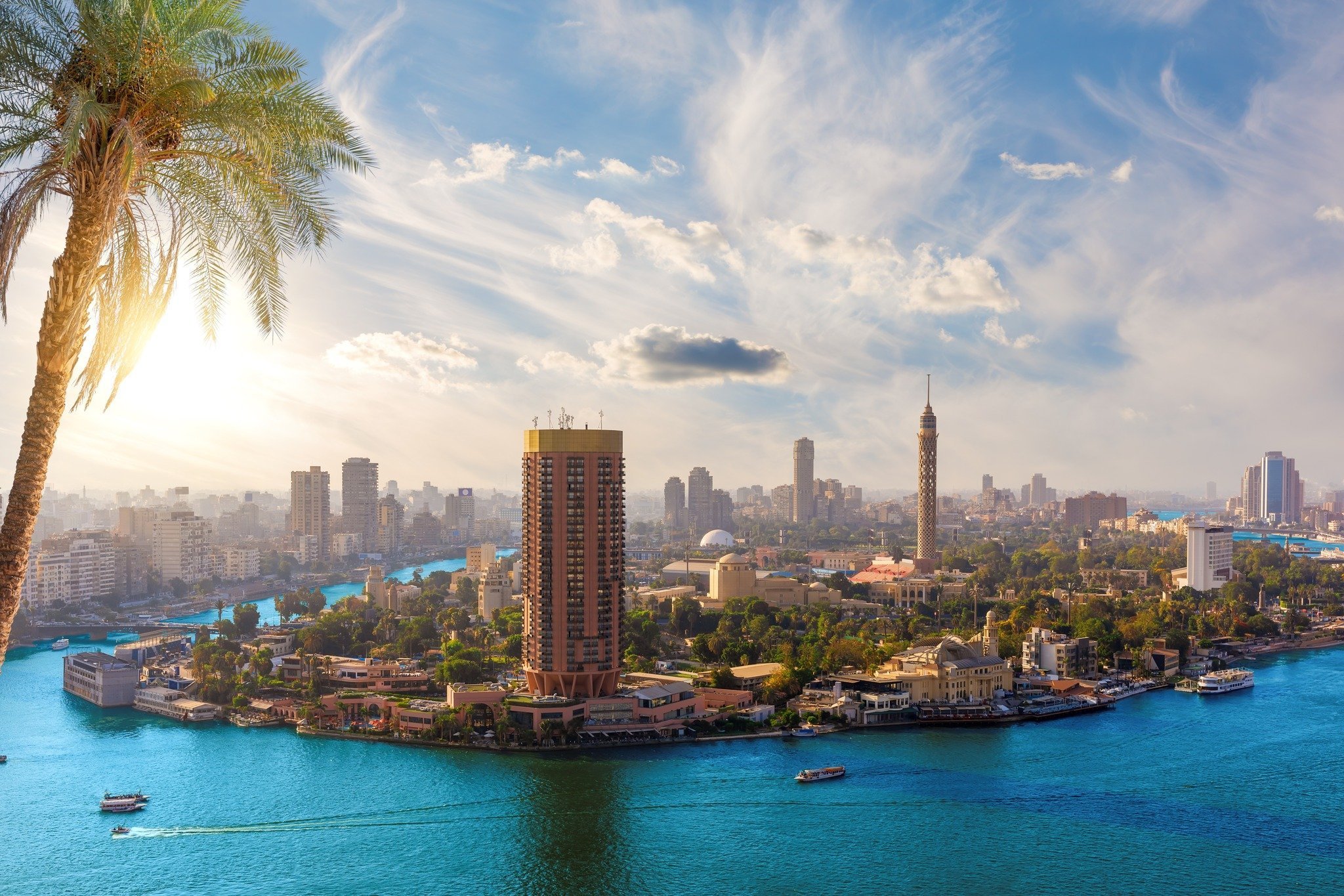 Cairo City Center Surrounded By Nile River
