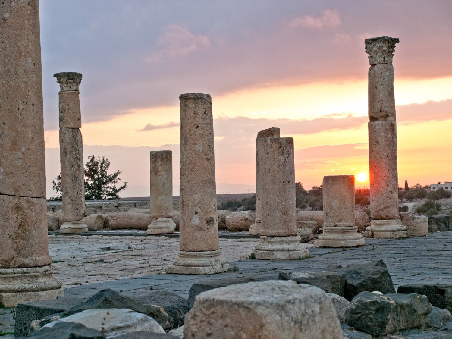 Roman Pillars In Umm Qais
